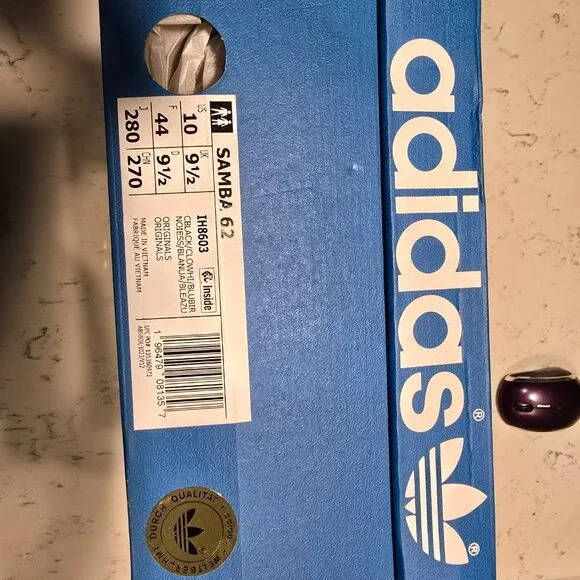 adidas Originals Samba 62 IH8603 Core Black Cloud White Blue Bird Men Shoes 10 - Picture 13 of 13